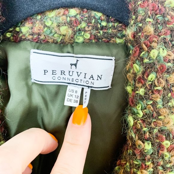 Peruvian Connection green double breasted coat 8 - Picture 3 of 5